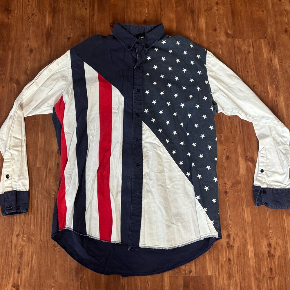 Vintage Flag Western Shirt XL
